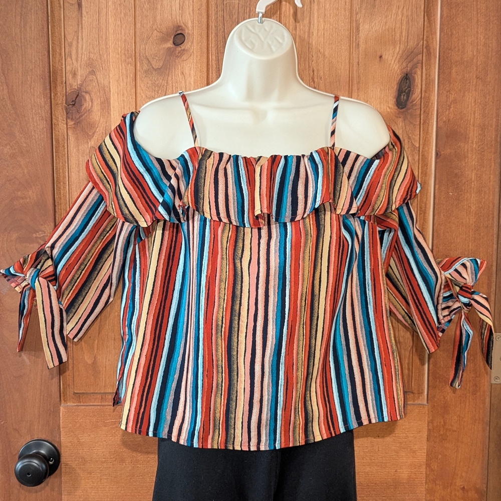 Alythea Striped Multicolor Off-Shoulder Top